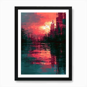 Sunset City | Pixel Art Series Art Print