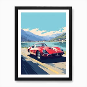 A Ferrari 250 Gto Car In The Lake Como Italy Illustration 4 Art Print