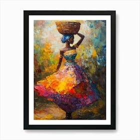 African Woman With Basket 18 Art Print