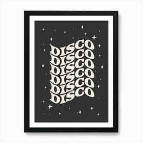 Disco sparkle retro black and cream Art Print