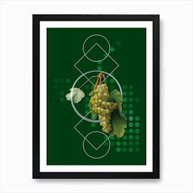 Vintage Grape Vine Botanical with Geometric Line Motif and Dot Pattern Art Print