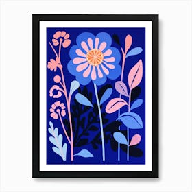 Blue Flower Illustration Everlasting Flower 3 Art Print