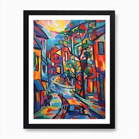 Painting Of Tokyo With A Cat In The Style Of Fauvism 1 Art Print