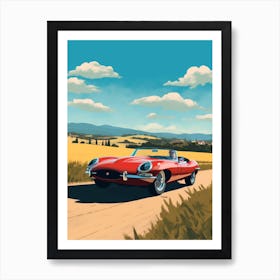 A Jaguar E Type In The Tuscany Italy Illustration 2 Art Print