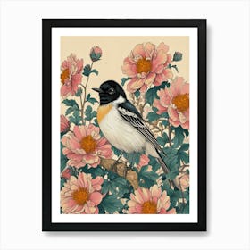 Bird On Flower Art Print