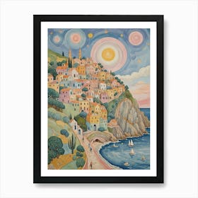 Mediterranean Coast In Pastel Art Print