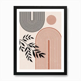 Geometric Shapes Lines Curves Foliage Leaves Art Print