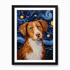 Nova Scotia Duck Tolling Retriever Starry Night Dog Portrait Art Print