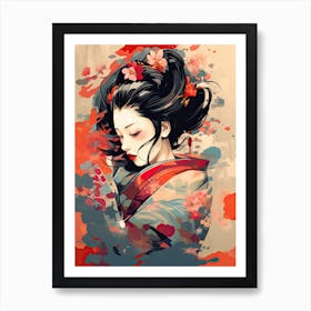 Powerful Geisha Flat Illustration 2 Art Print