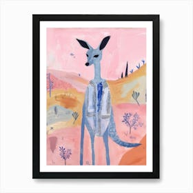 Playful Illustration Of Kangaroo For Kids Room 1 Art Print