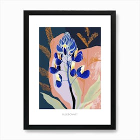 Colourful Flower Illustration Poster Bluebonnet 2 Art Print