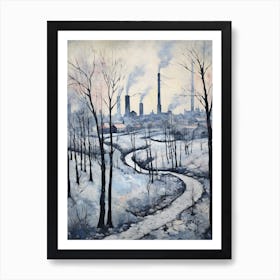 Winter City Park Painting Gas Works Park Seattle 2 Art Print