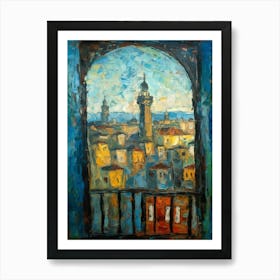 Window View Of Istanbul In The Style Of Expressionism 4 Art Print