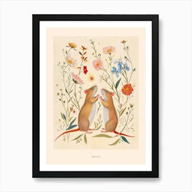 Folksy Floral Animal Drawing Mouse 5 Poster Art Print