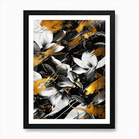 Gold And Black Abstract Painting 131 Art Print