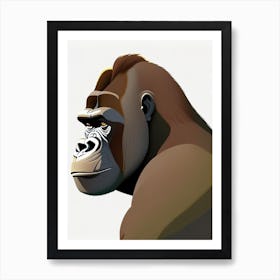 Side Profile Of A Gorilla, Gorillas Scandi Cartoon Art Print