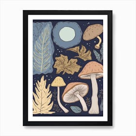 Magic Spring Mushrooms Illustration 3 Art Print