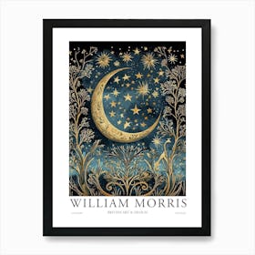 William Morris Art Stars Moon Night Morris Exhibition Print Botanical Poster Gold Vintage Art Print