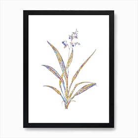 Stained Glass Flax Lilies Mosaic Botanical Illustration on White n.0284 Art Print