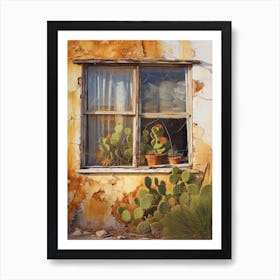 Golden Barrel Cactus On A Window  3 Art Print