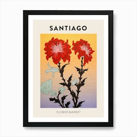 Santiago Chile Botanical Flower Market Poster Art Print