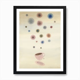 coffe painting abstract modern urban watercolor painting beige vertical still life kitchen cup dots circles Art Print