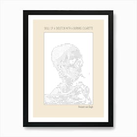 Ascii Art Minimalist – Skull Of A Skeleton With A Burning Cigarette Vincent Van Gogh – Classic Painting Art Print