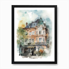 Schoneberg Berlin Neighborhood, Watercolour 1 Art Print