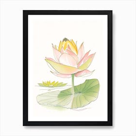 Giant Lotus Pencil Illustration 1 Art Print