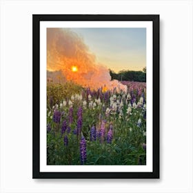 A Multitude Of Flowers Blossoming In The Center Their Petals Transitioning From Yellow To Pink To W (4) Art Print