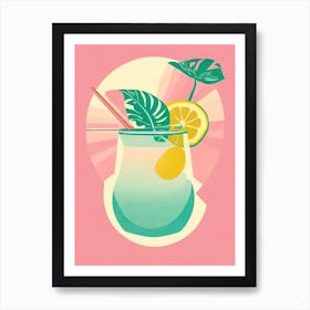 Planters Punch Retro Pink Cocktail Poster Art Print