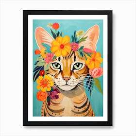 Ocicat Cat With A Flower Crown Painting Matisse Style 4 Art Print