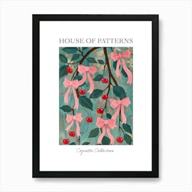 Folk Pink Bows 3 Pattern Poster Art Print