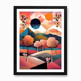 Geometric Abstract Landscape Art Print