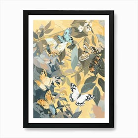 Butterflies Pastels Jungle Illustration 3 Art Print