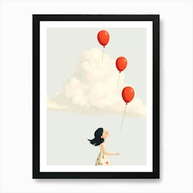 Girl With Red Balloons Art Print