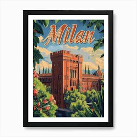 Aihrgdesign A Retro Travel Poster For Milan 4 Art Print