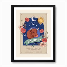 Zodiac Sign Taurus Art Print