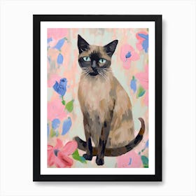 A Siamese Cat Painting, Impressionist Painting 2 Art Print