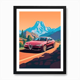 A Alfa Romeo Giulia In The The Great Alpine Road Australia 3 Art Print