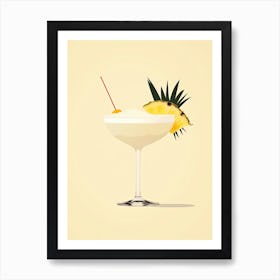 Illustration Piña Colada Floral Infusion Cocktail 1 Art Print