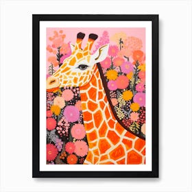 Giraffe Portrait With Patterns 1 Art Print