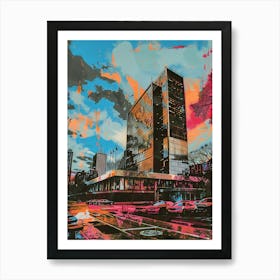 The United Nations Headquarters New York Colourful Silkscreen Illustration 3 Art Print