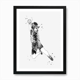 Handball Player Boy Hits The Ball 1 Art Print