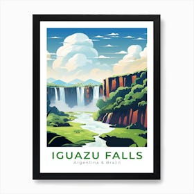 Argentina And Brazil Iguazu Falls Travel Art Print