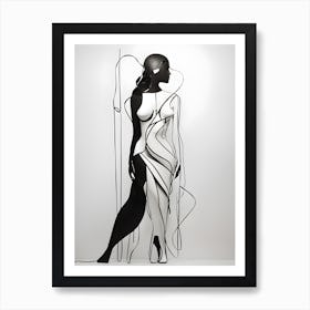 Woman In Black And White 2 Art Print