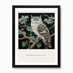 Ohara Koson Inspired Bird Painting Eastern Screech Owl 3 Poster Art Print