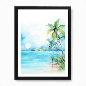 Watercolour Of Bora Bora   French Polynesia 3 Art Print