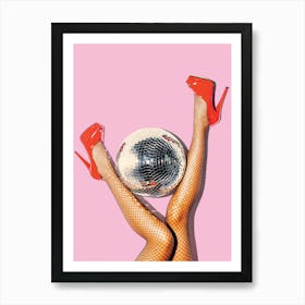 Red Heels And Disco Ball Funky Maximalist Art Print Art Print