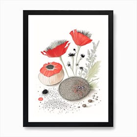 Poppy Seeds Spices And Herbs Pencil Illustration 4 Art Print